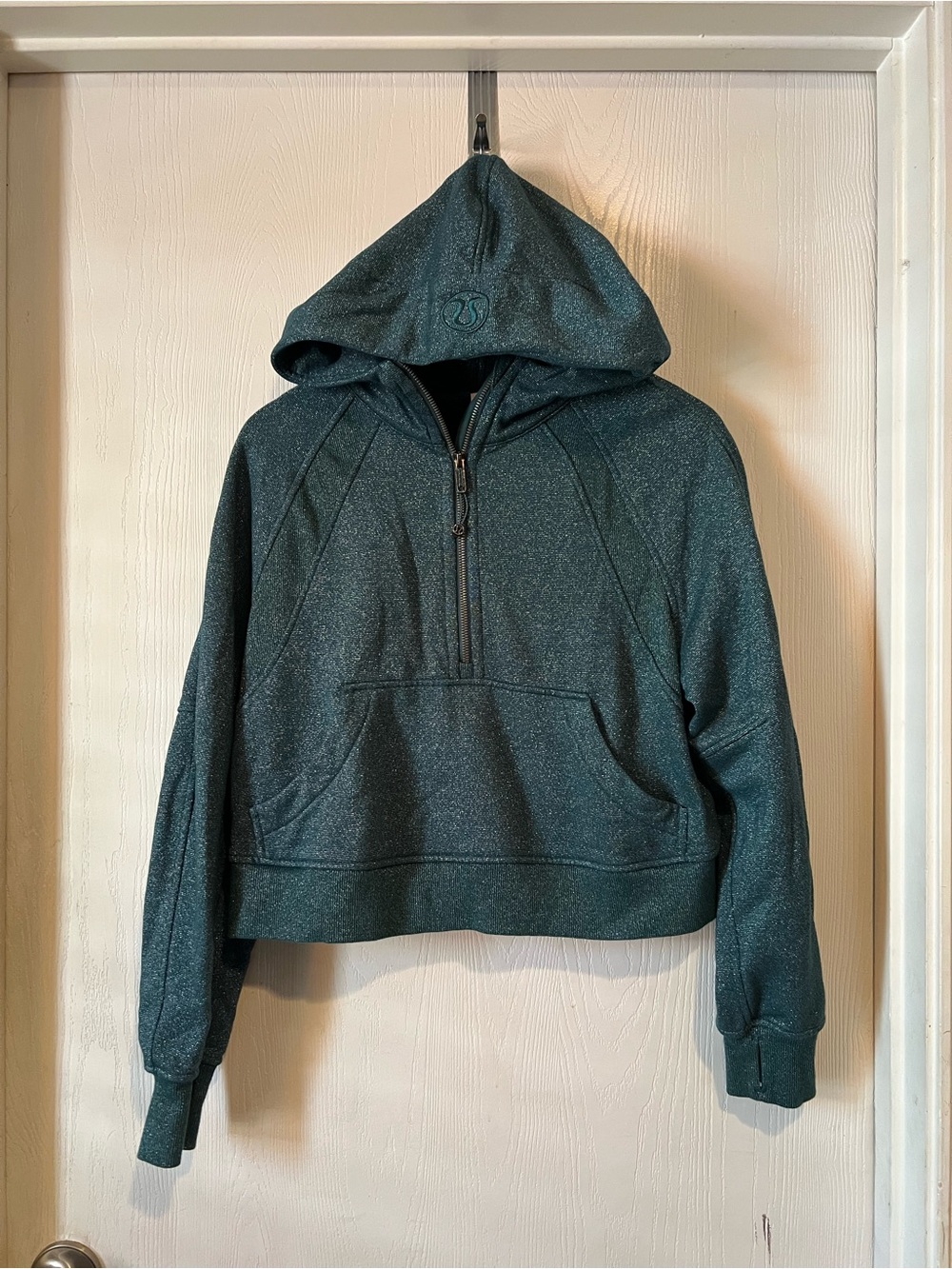 Lululemon Scuba Oversized Half Zip Hoodie  Green Metallic Sparkle XS/S